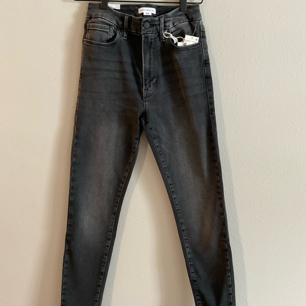 Good American Always Fits Good Waist Charcoal Denim